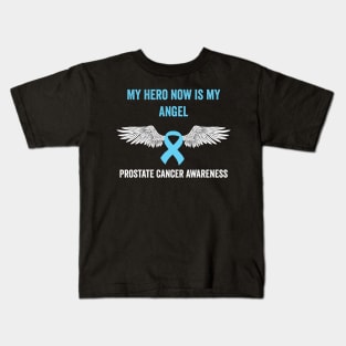 prostate cancer awareness - my hero now is my angel prostate cancer support Kids T-Shirt